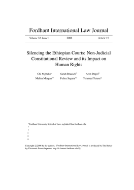 Silencing the Ethiopian Courts: Non-Judicial Constitutional Review and Its Impact on Human Rights