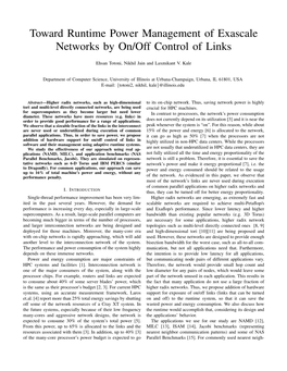 Toward Runtime Power Management of Exascale Networks by On/Off Control of Links