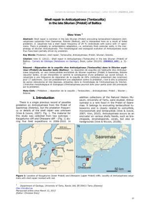 Shell Repair in Anticalyptraea (Tentaculita) in the Late Silurian (Pridoli) of Baltica