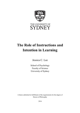 The Role of Instructions and Intention in Learning