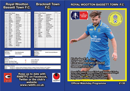 Royal Wootton Bassett Town F.C. Bracknell Town F.C