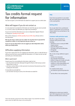 WTC/FS3 Tax Credits Formal Request for Information