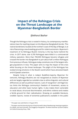 Impact of the Rohingya Crisis on the Threat Landscape at the Myanmar-Bangladesh Border