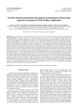 Growth, Biomass Production and Nutrient Accumulation of Macaranga Gigantea in Response to NPK Fertilizer Application
