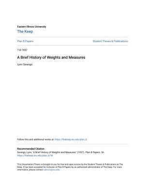 A Brief History of Weights and Measures