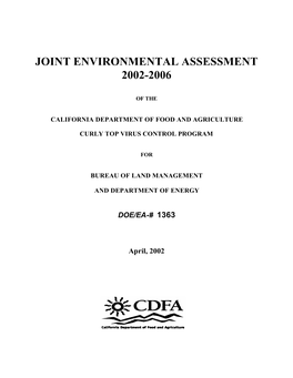 Joint Environmental Assessment of the California Department of Food
