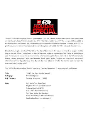 Disney+ LEGO Star Wars Holiday Special Project Fact Sheet As of 10.26