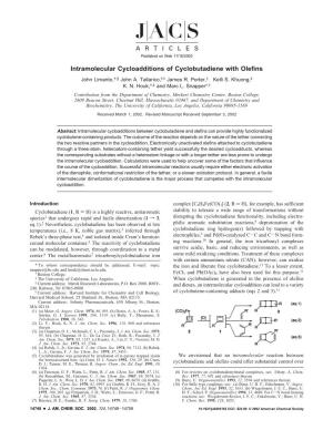Intramolecular Cycloadditions of Cyclobutadiene with Olefins John Limanto,†,§ John A