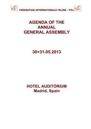 Agenda of the Annual General Assembly 30+31.05.2013