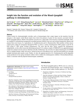 Insight Into the Function and Evolution of the Wood–Ljungdahl Pathway in Actinobacteria