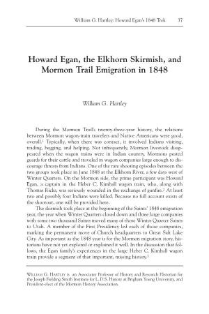 Howard Egan, the Elkhorn Skirmish, and Mormon Trail Emigration in 1848