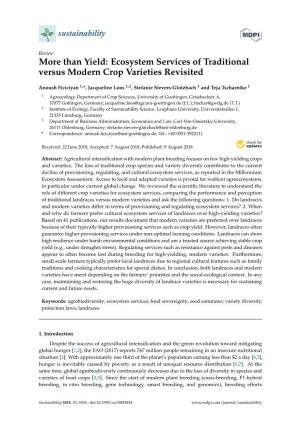 More Than Yield: Ecosystem Services of Traditional Versus Modern Crop Varieties Revisited