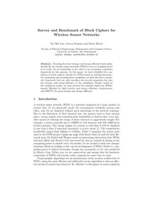 Survey and Benchmark of Block Ciphers for Wireless Sensor Networks
