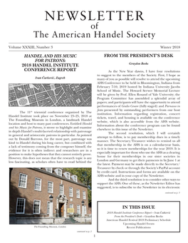 NEWSLETTER of the American Handel Society