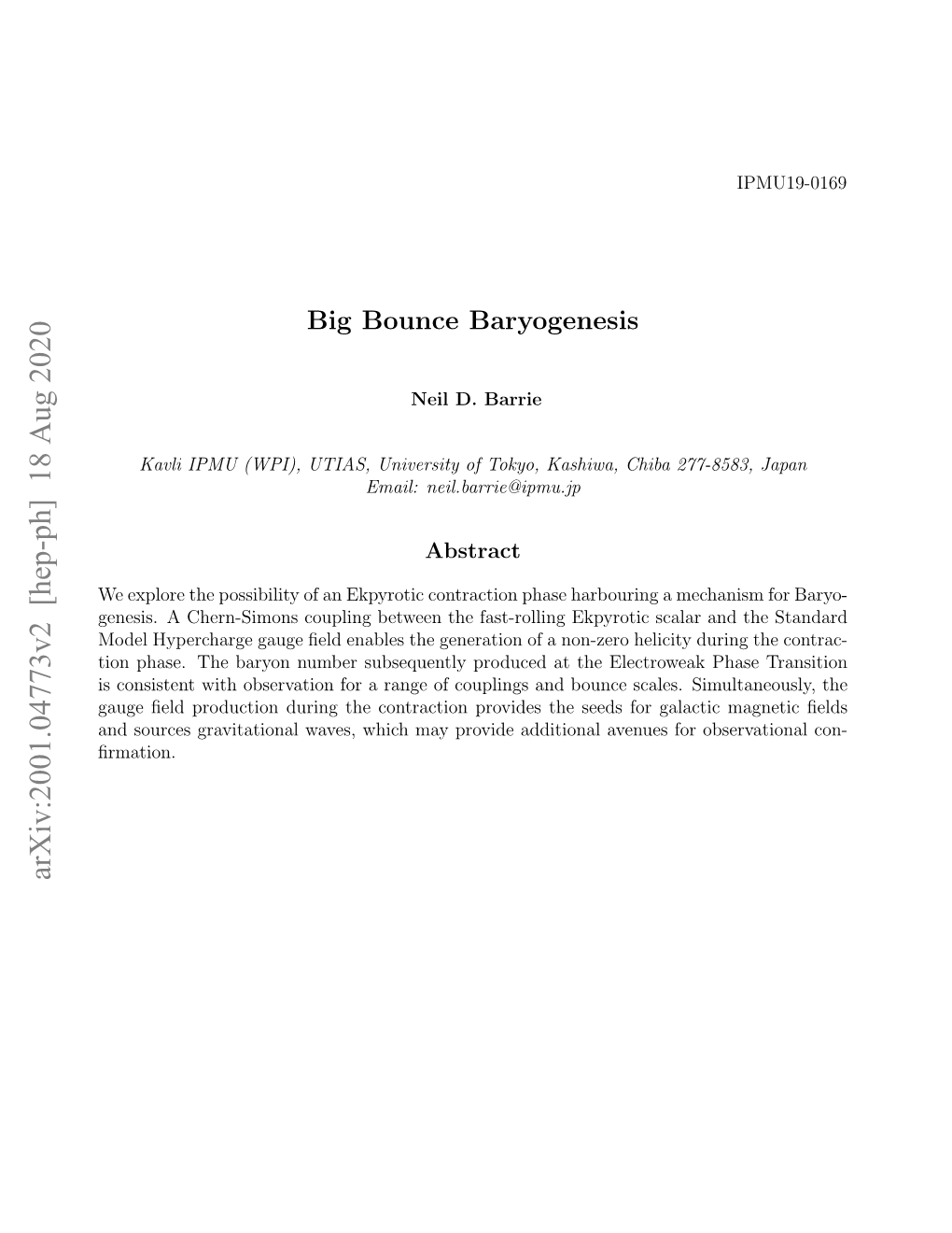 Big Bounce Baryogenesis