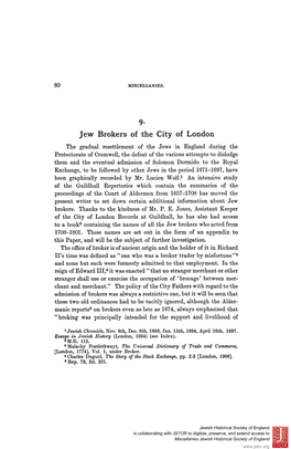 Jew Brokers of the City of London