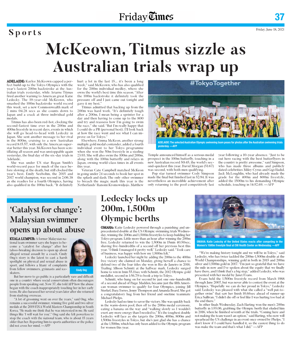 Mckeown, Titmus Sizzle As Australian Trials Wrap Up