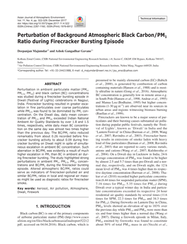 Perturbation of Background Atmospheric Black Carbon/PM1 Ratio During Firecracker Bursting Episode