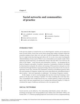 Social Networks and Communities of Practice