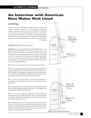 An Interview with American Bass Maker Nick Lloyd