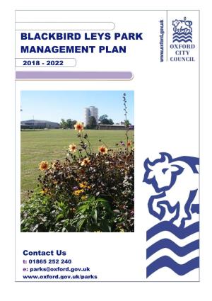 Blackbird Leys Park Management Plan 2018 - 2022