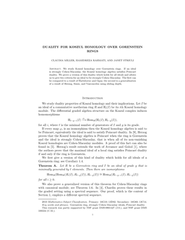 Duality for Koszul Homology Over Gorenstein Rings