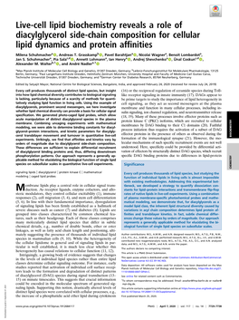 Live-Cell Lipid Biochemistry Reveals a Role of Diacylglycerol Side-Chain Composition for Cellular Lipid Dynamics and Protein Affinities