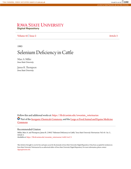 Selenium Deficiency in Cattle Marc A