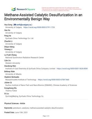 Methane-Assisted Catalytic Desulfurization in an Environmentally Benign Way