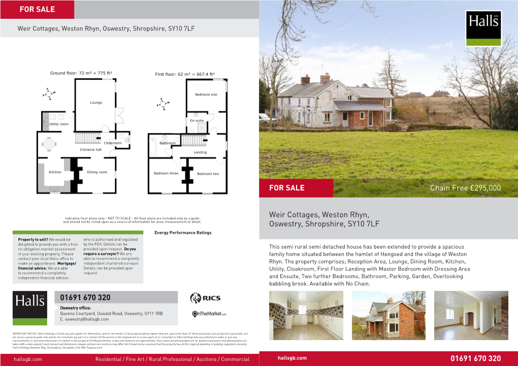 Weir Cottages, Weston Rhyn, Oswestry, Shropshire, SY10 7LF