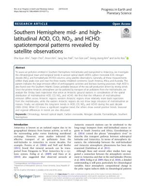 Southern Hemisphere Mid- and High-Latitudinal AOD, CO, NO2, And