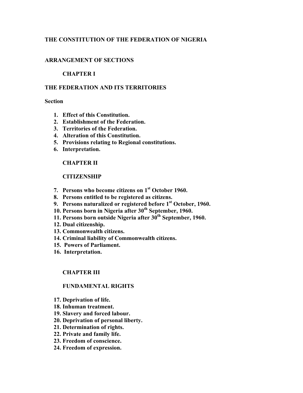 The Constitution of the Federation of Nigeria (1960)