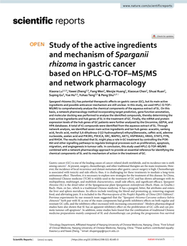 Study of the Active Ingredients and Mechanism of Sparganii Rhizoma In