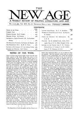 New Age, Vol. 16, No. 18, Mar. 4, 1915
