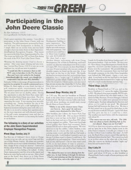 Participating in the John Deere Classic by Alan Andreasen, CGCS Los Lagos/Rancho Del Pueblo Golf Courses