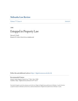 Estoppel in Property Law Stewart E