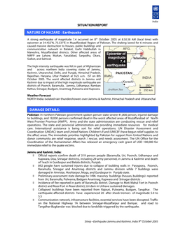 NATURE of HAZARD : Earthquake DAMAGE DETAILS