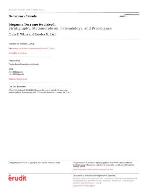 Meguma Terrane Revisited: Stratigraphy, Metamorphism, Paleontology, and Provenance Chris E