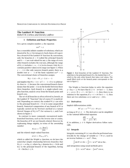 The Lambert W Function 1 0 Robert M