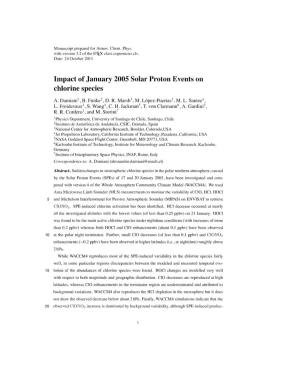 Impact of January 2005 Solar Proton Events on Chlorine Species