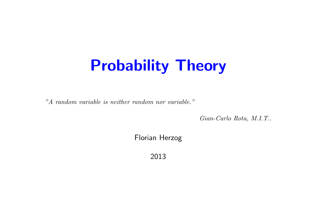 Probability Theory