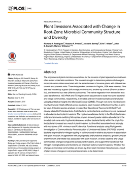 Plant Invasions Associated with Change in Root-Zone Microbial Community Structure and Diversity