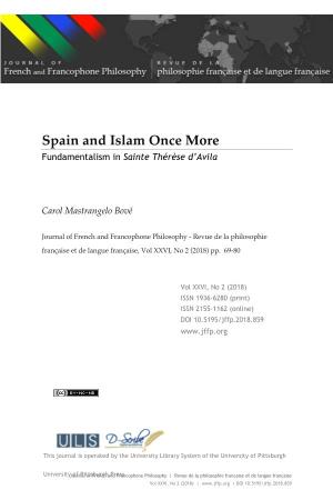 Spain and Islam Once More Fundamentalism in Sainte Thérèse D’Avila