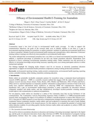 Efficacy of Environmental Health E-Training for Journalists
