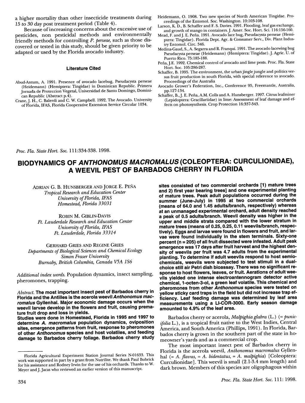 Biodynamics of Anthonomus Macromalus