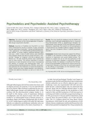 Psychedelics and Psychedelic-Assisted Psychotherapy