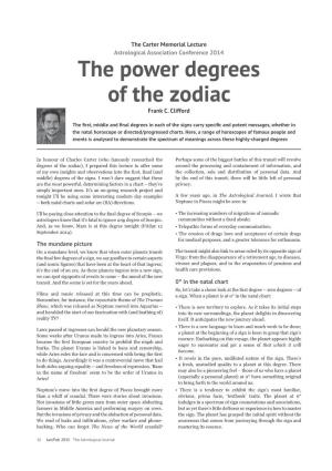 The Power Degrees of the Zodiac the Power Degrees of the Zodiac Frank C