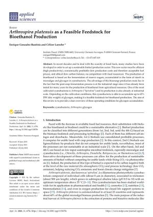 Arthrospira Platensis As a Feasible Feedstock for Bioethanol Production