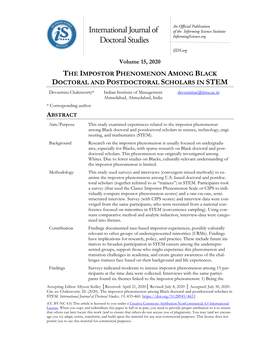 The Impostor Phenomenon Among Black Doctoral and Postdoctoral