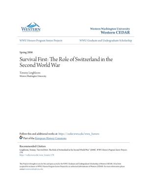 The Role of Switzerland in the Second World War Tommy Lingbloom Western Washington University